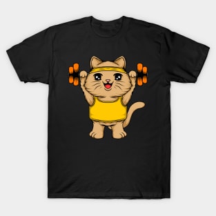 Motivated Cat Getting Fit - Inspiring Tee for Cat Lovers T-Shirt